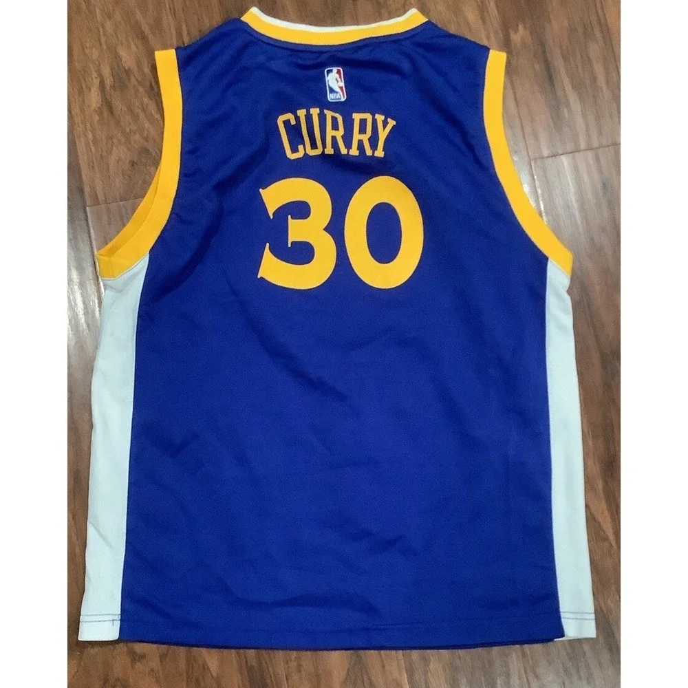 Golden State Warriors Jersey Youth Boys XL Blue Stephen Curry 30 Swingman Adidas